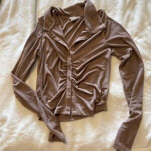 Glassons Relaxed Button Front Ruched Shirt